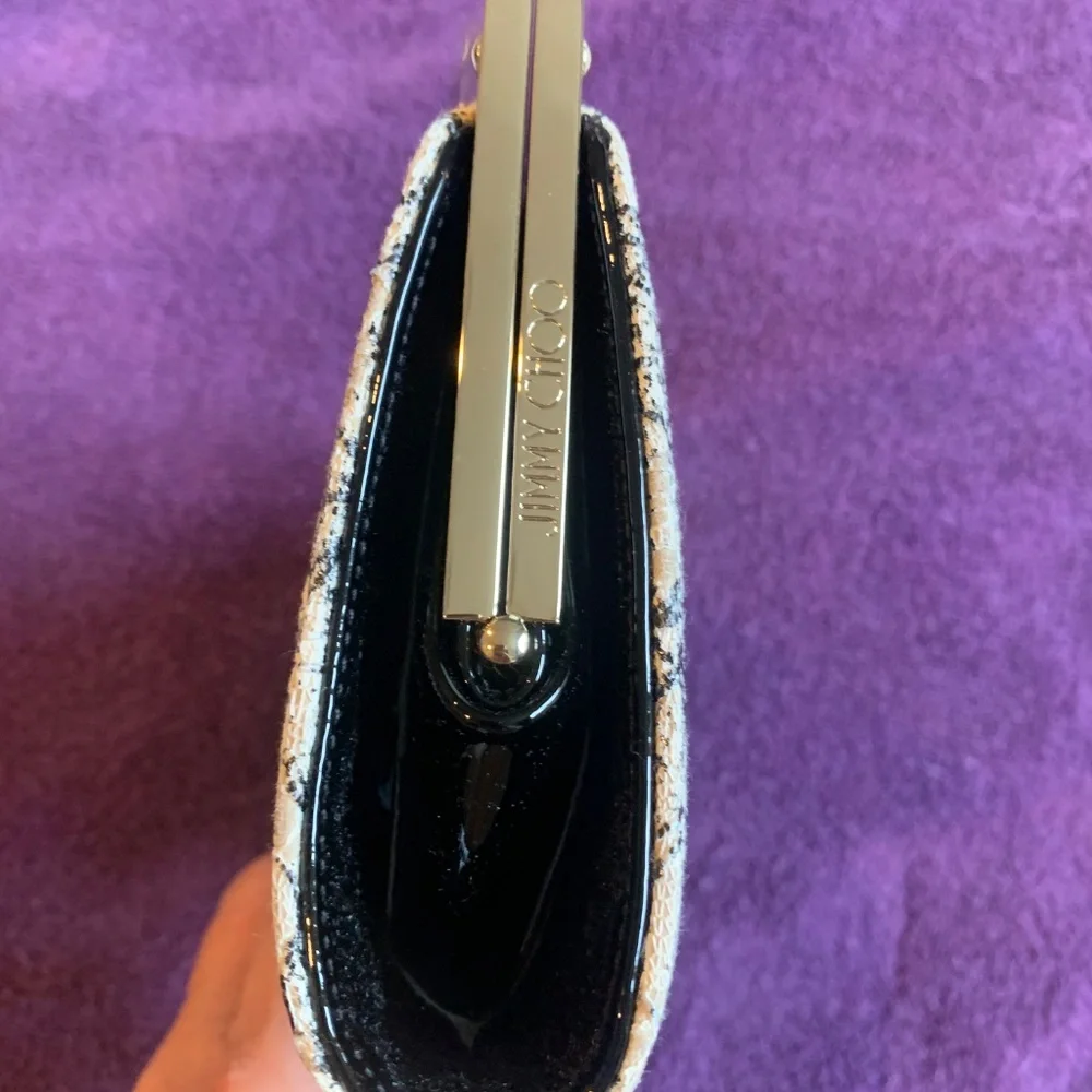 Jimmy Choo Tan/Black Lace Clutch Bag
